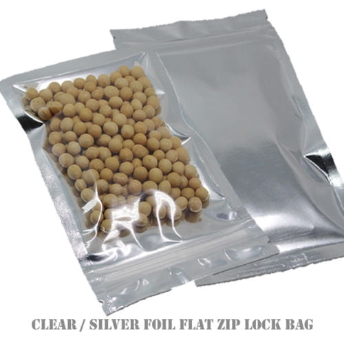 Sliver Flat Zip Lock Aluminum Foil Pouches Mylar Ziplock Bag Small Size S M L 